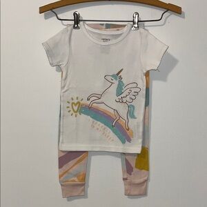 CARTER’S Toddler Girls 3T Pajama Set Unicorn Rainbows I Sparkle In My Sleep